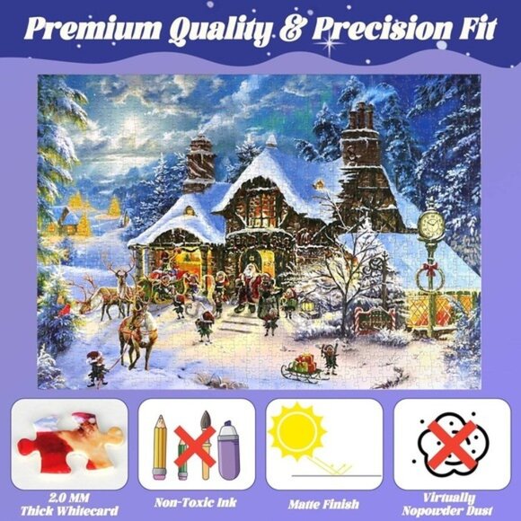 2025 Santa's Night Advent Calendar Puzzle - 1008 Pieces, Perfect for Kids & Home - Picture 4 of 7